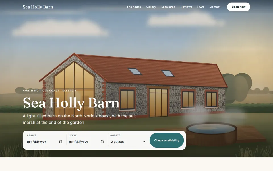 The example website in the Coast design